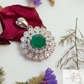 Natural Green Onyx Pendant, 925 Sterling Silver Pendant, CZ Pendant, Unique Statement Gemstone, Onyx Pendant,Designer Pendant,Ethnic Jewelry